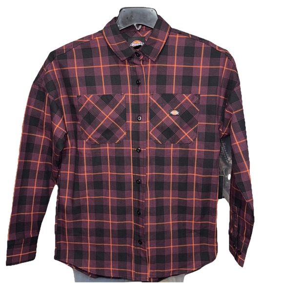 Dickies Plaid Flex Flannel Mens XS  Long Sleeve Purple, black - Picture 1 of 4